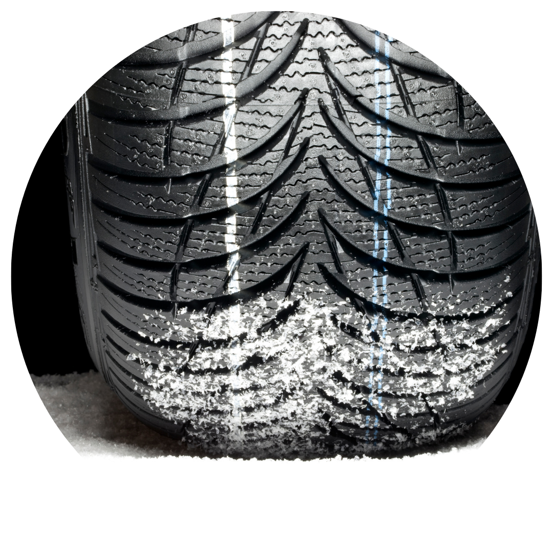 winter tire on snow
